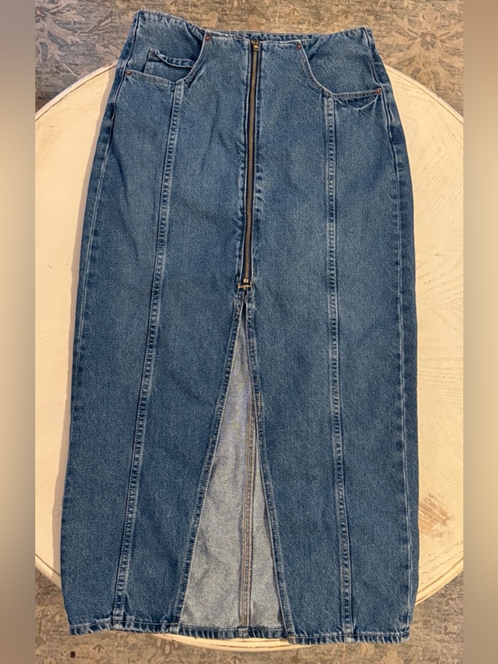 Old Navy Jenny denim skirt long front slit sz 4